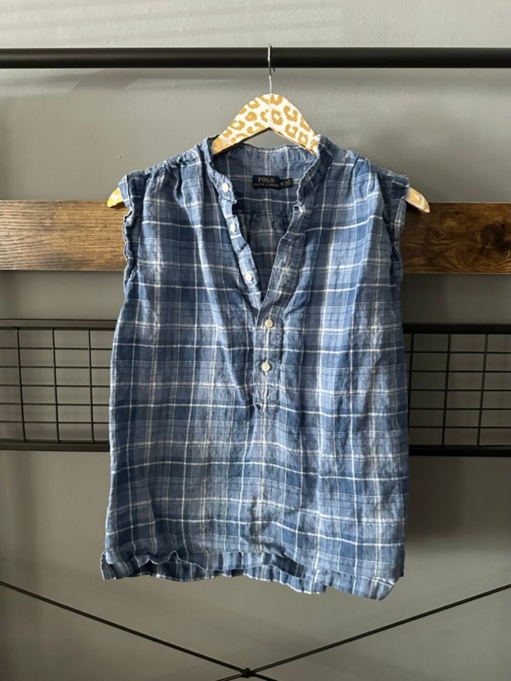 Polo Ralph Lauren Women's Blue Plaid Blouse | Size 12